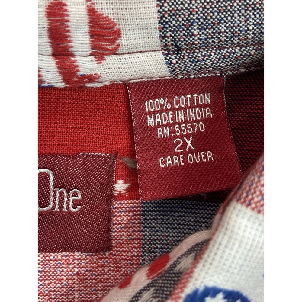 Company One Womens Button Up Shirt 2X Red Plaid Flag Butterfly Short Patriotic - Picture 3 of 9